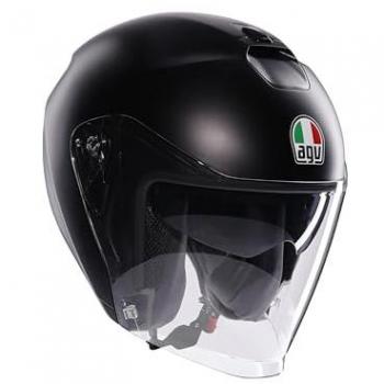 AGV Irides Mono Logo Casco Jet - Negro, Casco abierto AGV 2118469001002007, AGV - IRIDES E2206, Casco Moto Jet Unisex, Casco de Moto Cara Abierta con Vis