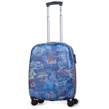 Lois - 54250 Maleta Trolley 50 cm Cabina de ABS Estampado. Equipaje de Mano. Rígida y Ligera. Mango telescópico, asa retráctil y 4 Ruedas Dobles. Vuelos Low Cost, Color Marino