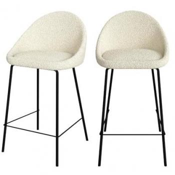 Taburetes de cocina blanca efecto lana 65 cm (set de 2) Misty