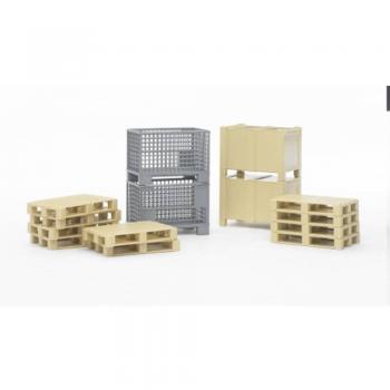 Bruder 02415 Set de Logística con Paletas y Cajas, para niños a partir de 3 años, medidas: 20,3 x 5,1 x 12,7 cm, material plástico