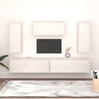 Mueble para TV de 5 piezas en madera maciza de pino blanco