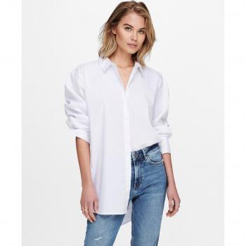 VERO MODA Naja Longline Long Sleeve Shirt with Dip Hem in White 10251953 - UK8
