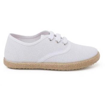 Zapatillas de Lino para Niños con Cordones y Suela Alpargata - Talla 30 Color Blanco