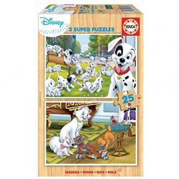 Educa - Disney Animals 101 Dalmatas, Aristogatos 2 Puzzles de 25 Piezas, Multicolor
