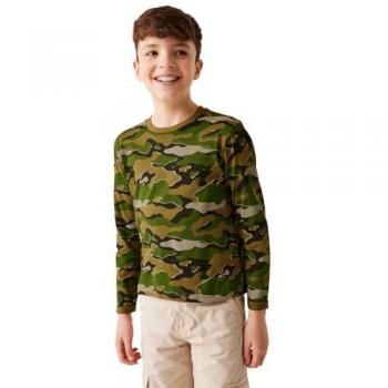 Regatta Kids Wenbie III Nephrite Green Camo Graphic T-Shirt - 11-12 Years Long Sleeve