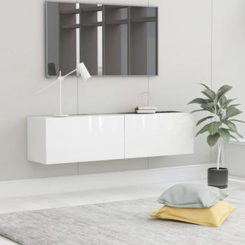 Mueble TV madera contrachapada blanco brillante 120x30x30 cm