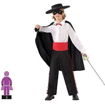 Disfraz de Zorro para Niños con Camisa Blanca, Talla 10-12 Años