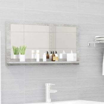 Espejo de Baño con Repisa Aglomerado Gris Hormigón 80x10.5x37 cm