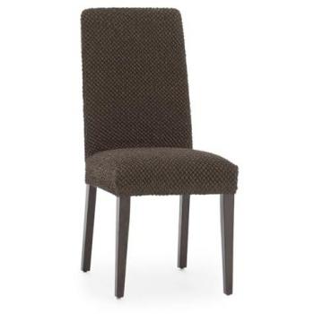 Funda silla bielástica con respaldo pack 2 Thor, color marrón, dimensiones 50 x 55 x 50 cm, incluye 2 unidades