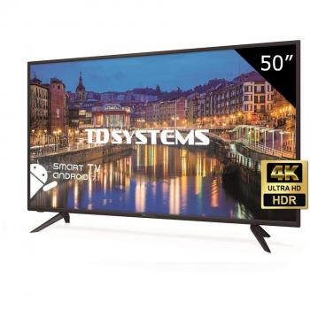 TD Systems K50DLH8US - Televisor Led 50 Pulgadas Ultra HD 4K Smart, resolución 3840 x 2160, HDR10, 3X HDMI, VGA, 2X USB, Smart TV.