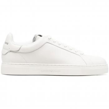 Emporio Armani Men's Logo Leather Sneakers in White, Size 11, X4X598XF66200894