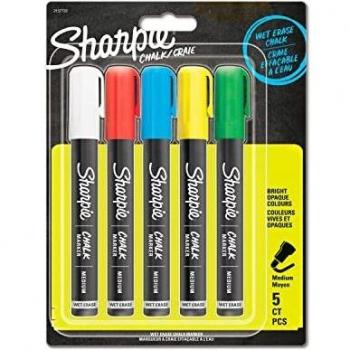 SHARPIE Rotuladores de tiza Rotuladores de tiza de borrado en húmedo | Colores variados | 5 unidades