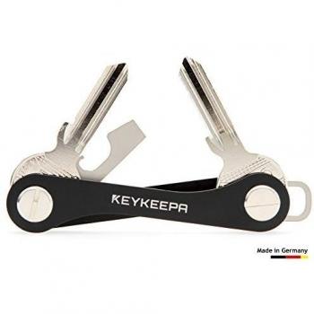 keykeepa – La clave organizador fabricado en Alemania – para hasta 16 llaves, incluye abrebotellas y ejes, negro