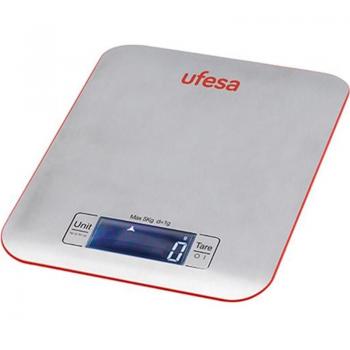 Ufesa BC1550 - Báscula de cocina digital, de 1g a 5kg, Superficie de Acero inoxidable de fácil limpieza