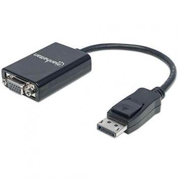 Manhattan DisplayPort to VGA HD15 Converter Cable, 15 cm, Male to Female, 2.7 Gbps, Active, Black