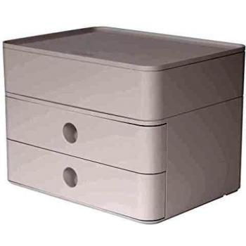 Caja organizadora SMART-BOX PLUS ALLISON, blanca nieve, con 2 cajones, (H x B x T) 190 x 260 x 195 mm