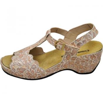 Sandalias de vestir para mujer Comfort-Class, modelo para plantillas, color rosa, material de piel