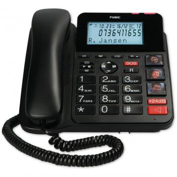 Teléfono de escritorio Fysic FX-8025 con DECT, contestador automático, botones grandes y pantalla iluminada