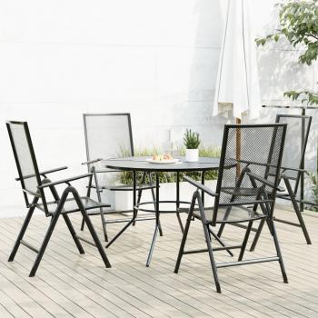 Set de sillas jardín reclinables 5 piezas acero antracita