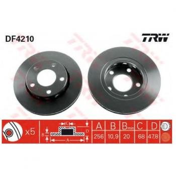 Disco de freno TRW DF4210, ventilado, 1 pieza