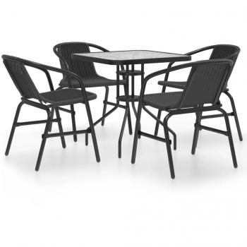 vidaXL 5 Piece Garden Dining Set Black