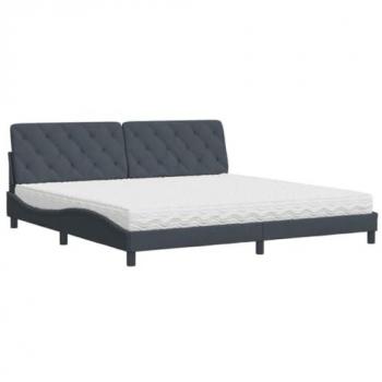 Cama con colchón de terciopelo gris oscuro 200x200 cm