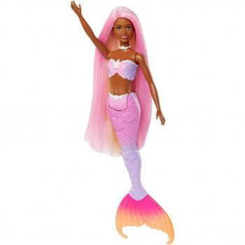 Barbie Sirena Un Toque de Magia Brooklyn Cambia de Color - Muñeca de Mattel con cabello largo, diseño colorido, accesorios temáticos y capacidad para cambiar de color en agua