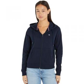 Tommy Jeans Women's Regular Fit Zip Hoodie with Flag Logo in Dark Navy
