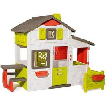 Smoby Casita Infantil Neo Friends House, 1,72 m de Altura, 2 Puertas de Entrada, Timbre Electrónico, Mesita Exterior, Posibilidad de Añadir Múltiples Accesorios, Para Niños a Partir de 3 Años