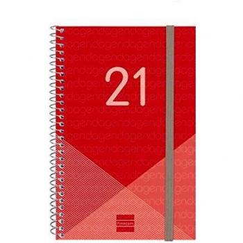 Finocam - Agenda 2021 Semana vista apaisada Espiral Year Rojo Español, Mediano - E5-117x181 mm