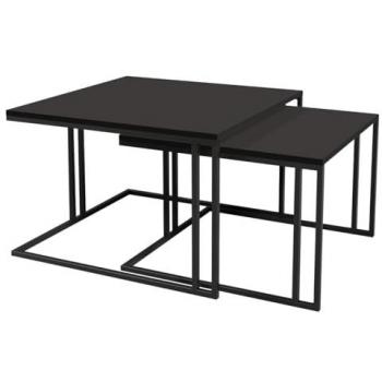 Conjunto mesa de centro angular Oswego 110, negro, aglomerado laminado, 76 x 76 x 50 cm