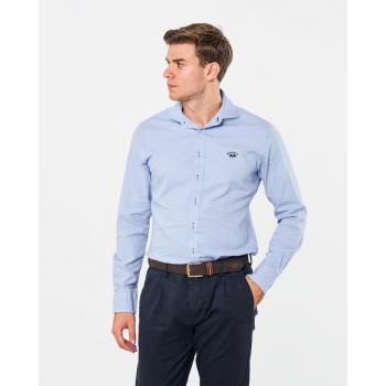 Camisa jacquard cuello cutaway corte smart celeste para hombre