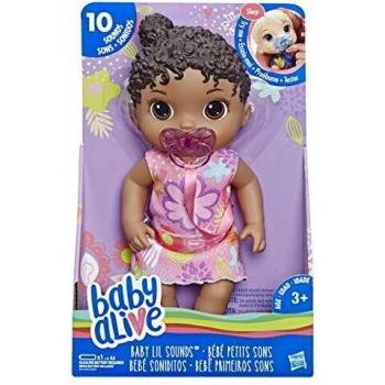 Baby Alive Baby Lil Sounds: Muñeca interactiva de Pelo Negro