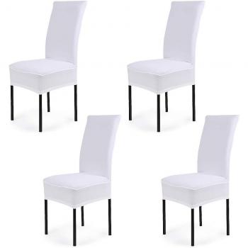 CosyVie - 4 PCS Fundas para sillas de salon fundas elasticas y lavables para protección sillas de comedor, Blanco