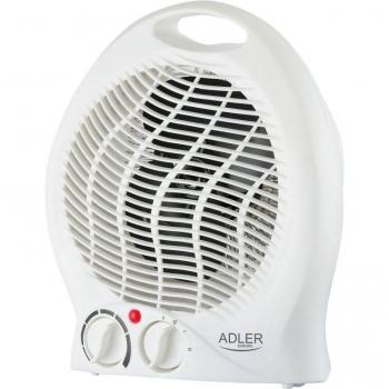 Adler AD 7728 Calefactor Ventilador Eléctrico Portátil, Aire Caliente/Frío, 2 Niveles de Potencia (1000W/2000W), Termostato Ajust