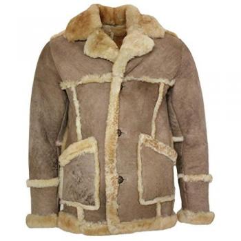 Infinity Leather Men's Designer Beige Sheepskin Winter Coat - Zaragoza - Medium