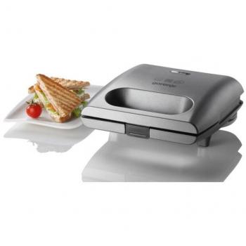 Gorenje Sandwichera 3 en 1 SM703GCG, 700 W, color gris, incluye 3 placas y capacidad para 2 sándwiches