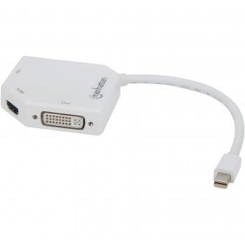 Adaptador Mini DisplayPort 3 en 1 a HDMI, DVI y VGA 4K - Blanco, 25 cm
