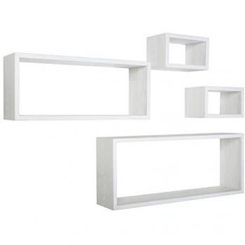 Estantes de pared rectangulares mod. Merlino, conjunto de 4 piezas en roble blanqueado, medidas variadas y diseño moderno