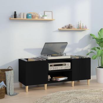 Soporte móvil negro de madera multicapa, dimensiones 121x38x48 cm