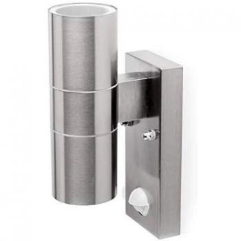 Aplique de pared con sensor de movimiento en acero inoxidable y cristal IP44 5000.257L