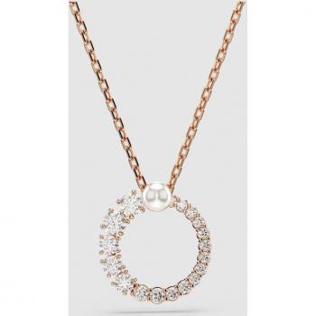 Swarovski Matrix Rose-Gold Crystal Pearl Circle Necklace