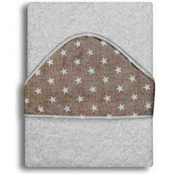 INTERBABY - Capa de Baño para Bebé Star Blanco Beige 100% Algodón