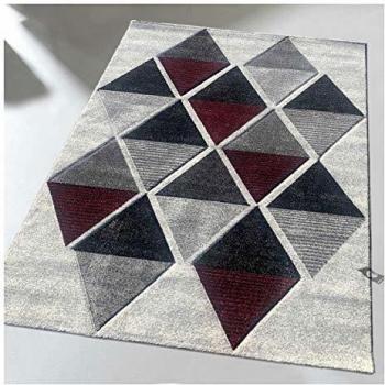 Alfombra moderna Losandesign roja 160x230 cm con motivos geométricos rectángulos