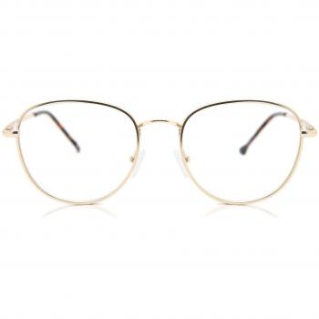 Gafas Recetadas Oval Montuta Completa Metálico Dorados para Mujer - Gafas Anti-Azules - SmartBuy Collection