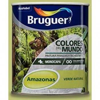 Bruguer Colores del Mundo Pintura para paredes monocapa Amazonas Verde Natural 750 ml
