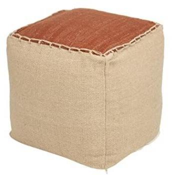 Adda Home Puff Tejido a Mano 40x40x40 Cm - Beige/Marrón - Algodón/Lana/Poliéster - Decoración de Interiores