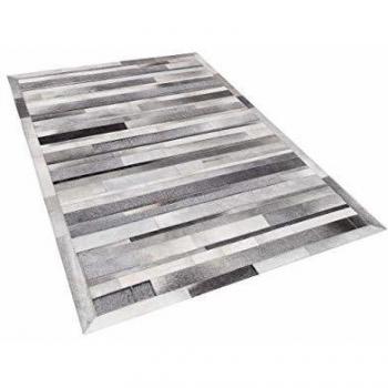 Alfombra de Piel Gris Claro 140 x 200 cm Patrón Patchwork Moderna Hecha a Mano