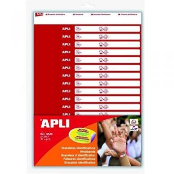 APLI Kids- Pack de 32 brazaletes identificativos con 2 hojas, 12523)