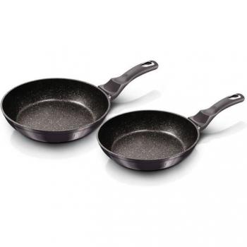 Juego de 2 Sartenes Berlinger Haus Carbon Pro Inducción 22-26cm, Aluminio Forjado, Antiadherente Ecológico Mármol sin PFOA, Diseño Metallic Line, Apta para Todas Las